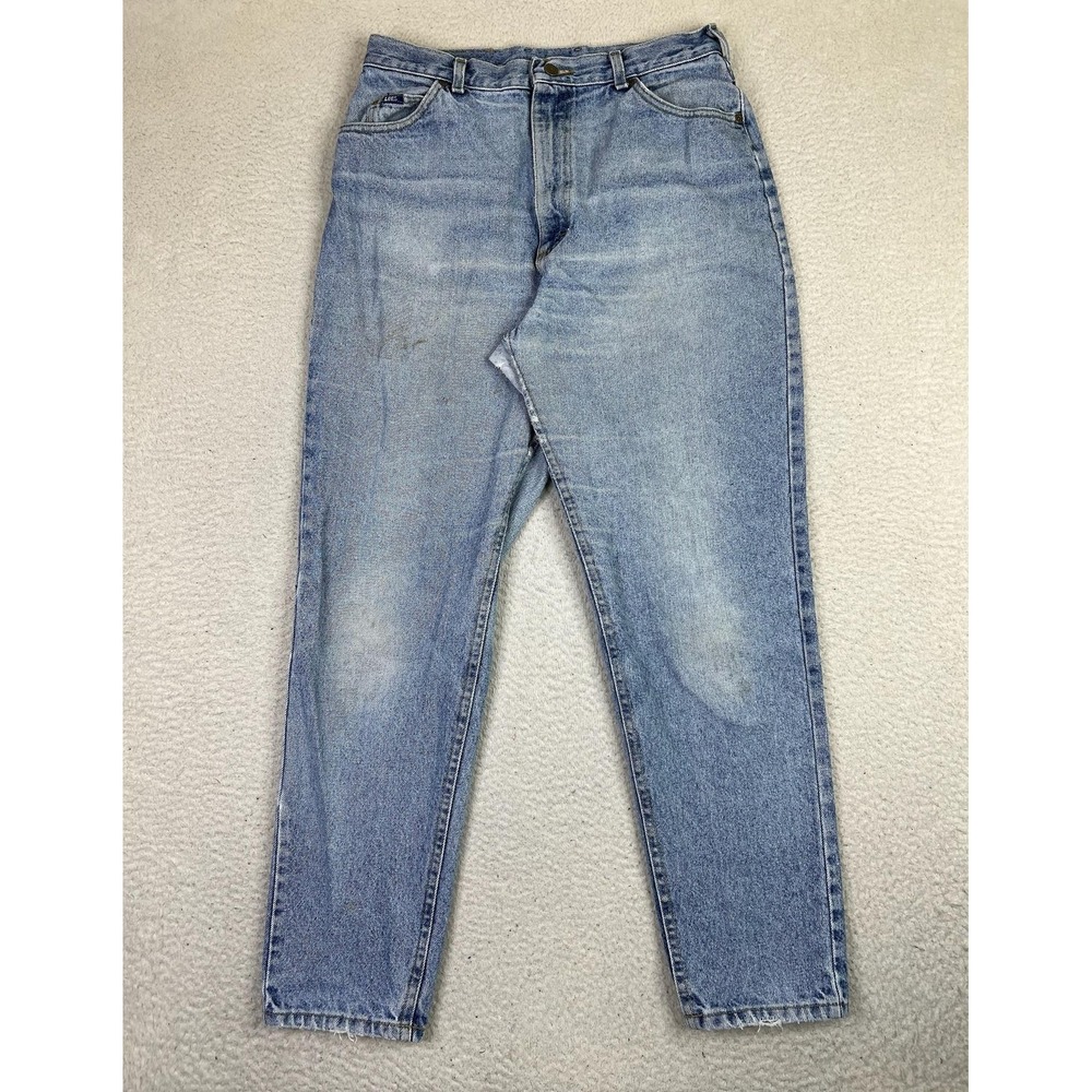 Vintage Lee‎ Jeans Womens 16 Light Blue High Rise Tapered Leg Mom Denim 90's